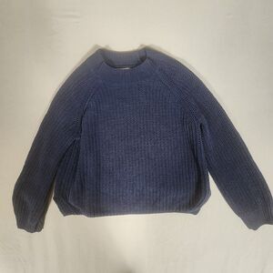 Old Navy Girls L 10-12 Blue Chunky Knit Sweater Crew Neck Pullover